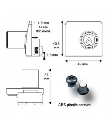 Serrure série Square pour porte de vitrine double en verre