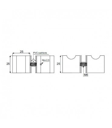 Paire de poignée bouton carré série Oslo pour porte en verre