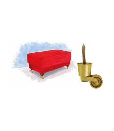 Roulette laiton sur sabot pour pied de meuble ou fauteil