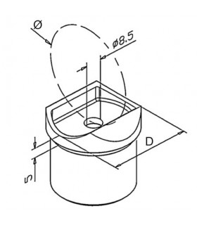 Adaptateur tube sur tube pour main courante ronde sur poteau rond