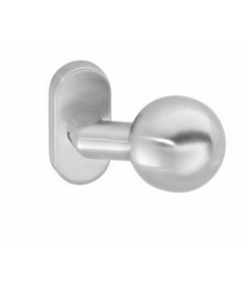 Paire de poignées bouton rond déporté sur rosaces ovales Paire de poignées bouton rond déporté sur rosaces ovales