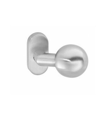 Paire de poignées bouton rond déporté sur rosaces ovales