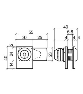 Serrure batteuse flasque rectangulaire pour porte de vitrine en verre