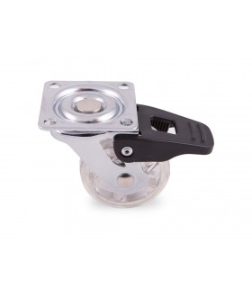Roulette polyuréthane (PU) série Spike transparent avec frein Roulette polyuréthane (PU) série Spike transparent avec frein