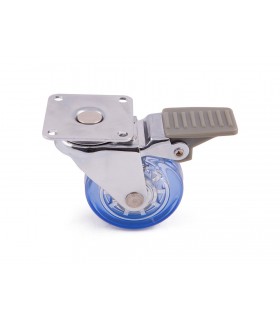 Roulette polyuréthane (PU) bleu avec frein Roulette polyuréthane (PU) bleu avec frein
