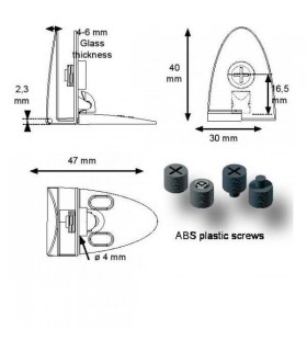 Paire de charnière série Badge pour porte de vitrine en verre Paire de charnière série Badge pour porte de vitrine en verre
