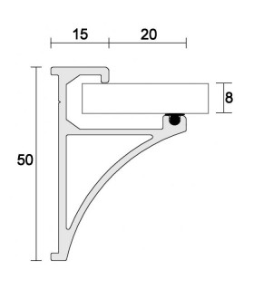 Profil aluminium support tablette chromé brillant Profil aluminium support tablette chromé brillant