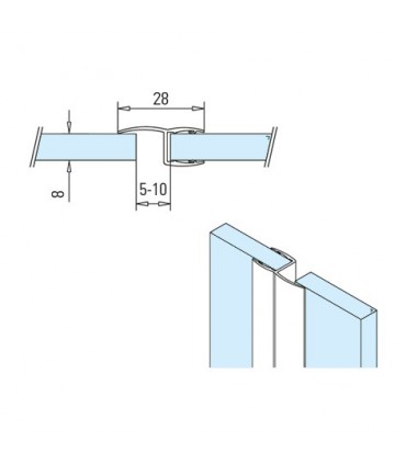 Joint d'étanchéité à lèvre pour porte de douche en verre ép.8 mm