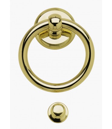 Heurtoir marteau de porte en laiton massif poli brillant série Anneau