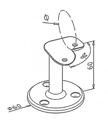 Support à 90° pour main courante ronde sur muret