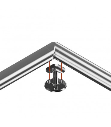 Support à 90° pour main courante ronde sur muret