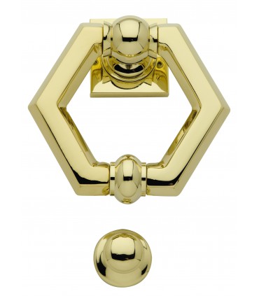 Heurtoir marteau de porte en laiton massif série Hexagonne