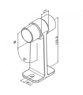 Support équerre intermédiaire pour main courante ronde sur muret