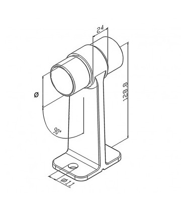 Support équerre intermédiaire pour main courante ronde sur muret
