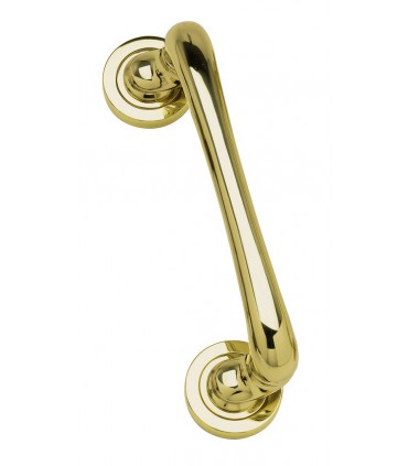 Poignée fixe forme contrecoudée en laiton sur rosaces  