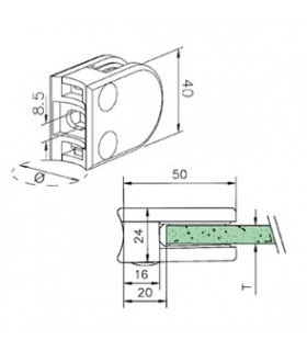 Pince a verre pour tube - modèle 20 - inox aisi 316 Pince a verre pour tube - modèle 20 - inox aisi 316