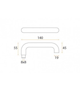 Dimensions poignée béquille série IN.00.028B par JNF 