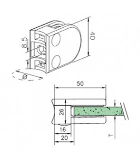 Pince a verre pour tube - modèle 20 - Zamak effet inox brossé Pince a verre pour tube - modèle 20 - Zamak effet inox brossé