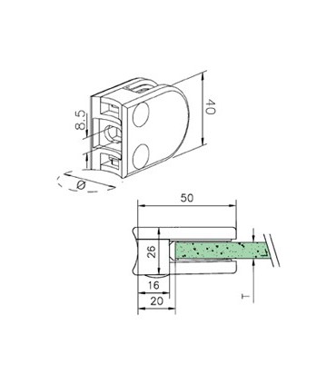 Pince a verre pour tube - modèle 20 - Zamak effet inox brossé
