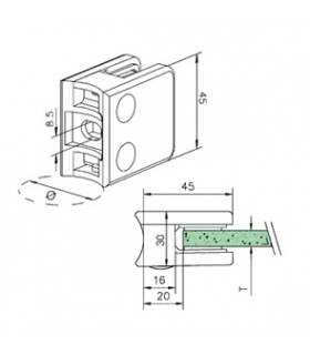 Pince à verre pour tube - modèle 21 - Zamak chromé brillant Pince à verre pour tube - modèle 21 - Zamak chromé brillant