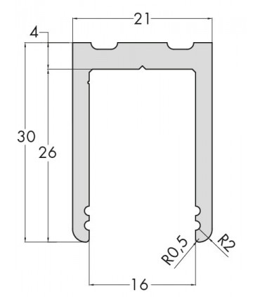 Profil aluminium de 30 x 21 x 30 mm série Profix