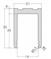 Profil aluminium de 30 x 21 x 30 mm série Profix Profil aluminium de 30 x 21 x 30 mm série Profix