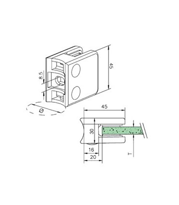 Pince à verre pour tube - modèle 21 - Zamak doré brillant
