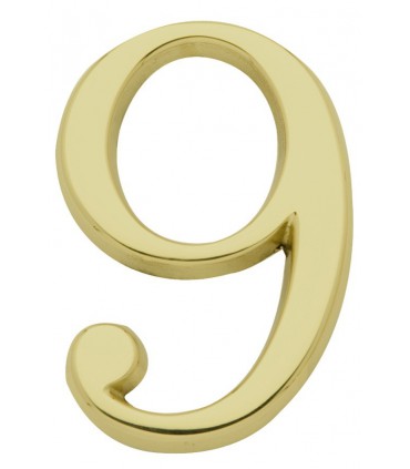 Chiffre 9 découpé hauteur 50 mm en laiton