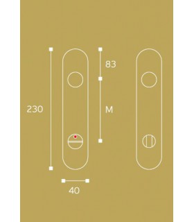 Paire de plaque en cuivre forme arrondie pour poignée béquille