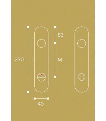 Paire de plaque en cuivre forme arrondie pour poignée béquille