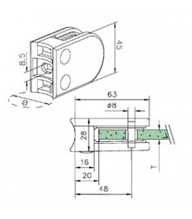 Pince à verre pour tube - modèle 22 - inox aisi 304