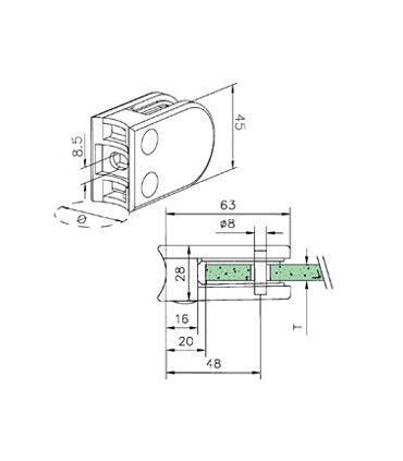 Pince à verre pour tube - modèle 22 - inox aisi 304