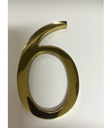 Chiffre 6 ou 9 découpé en Laiton poli verni hauteur 100 mm
