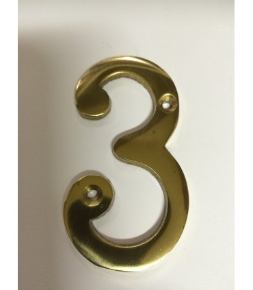 Chiffre découpé en laiton poli verni hauteur 75 mm