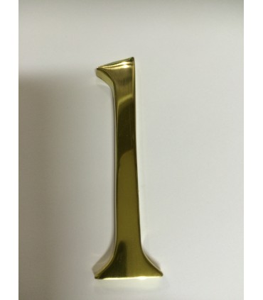 Chiffre 1 découpé Laiton poli verni hauteur 100 mm