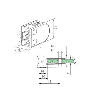 Pince à verre pour tube - modèle 22 - Zamak effet inox brossé