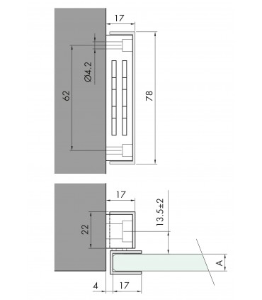 Aimant avec carter pour porte en verre