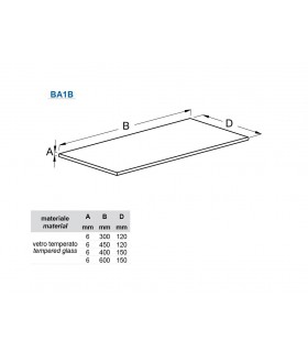 Tablette en verre LG.300 & 450 mm série BA1B par Bolis Italia