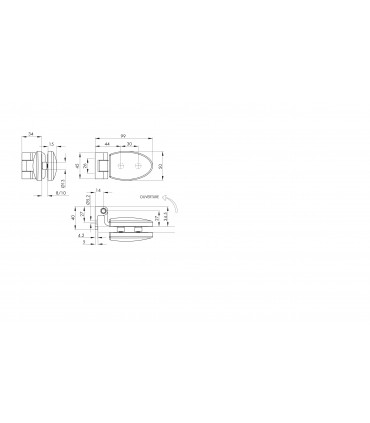 Charnière elliptique 180° pour porte en verre