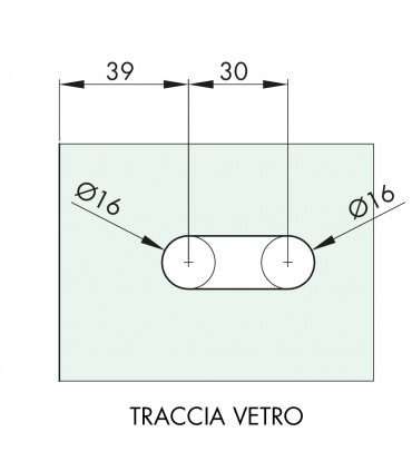 Charnière elliptique 180° pour porte en verre