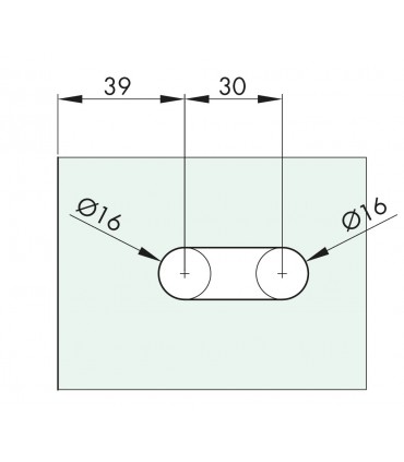 Charnière elliptique 90° série 44 pour porte en verre