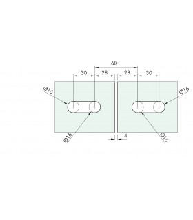 Charnière elliptique double verre/verre