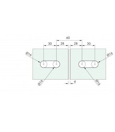 Charnière elliptique double verre/verre