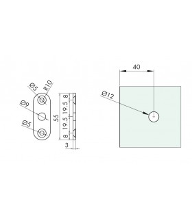Serrure de forme elliptique à bouton pour porte en verre Serrure de forme elliptique à bouton pour porte en verre