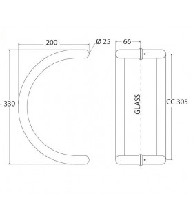 Paire de poignée demi ronde coudée inox Ø 25 mm