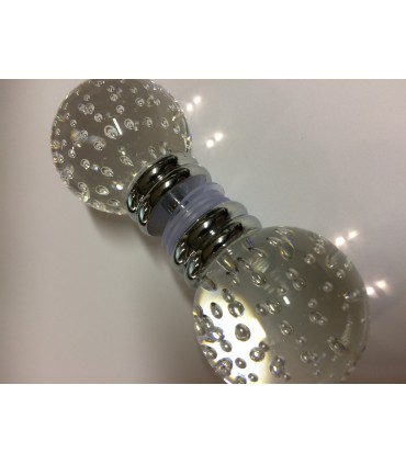 Paire de poignée bouton sphère Ø 40 mm en verre bullé