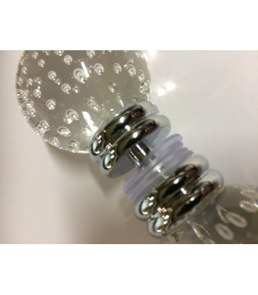 Paire de poignée bouton sphère Ø 40 mm en verre bullé