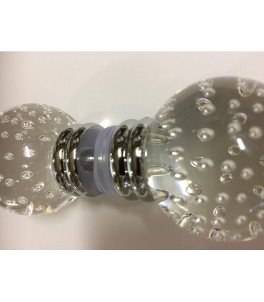 Paire de poignée bouton sphère Ø 40 mm en verre bullé