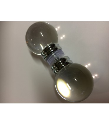 Paire de poignée bouton sphère Ø 40 mm en verre transparent