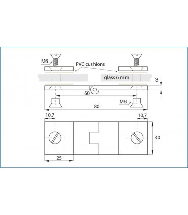 Charnière Bosch pour porte de vitrine en verre montage verre sur verre